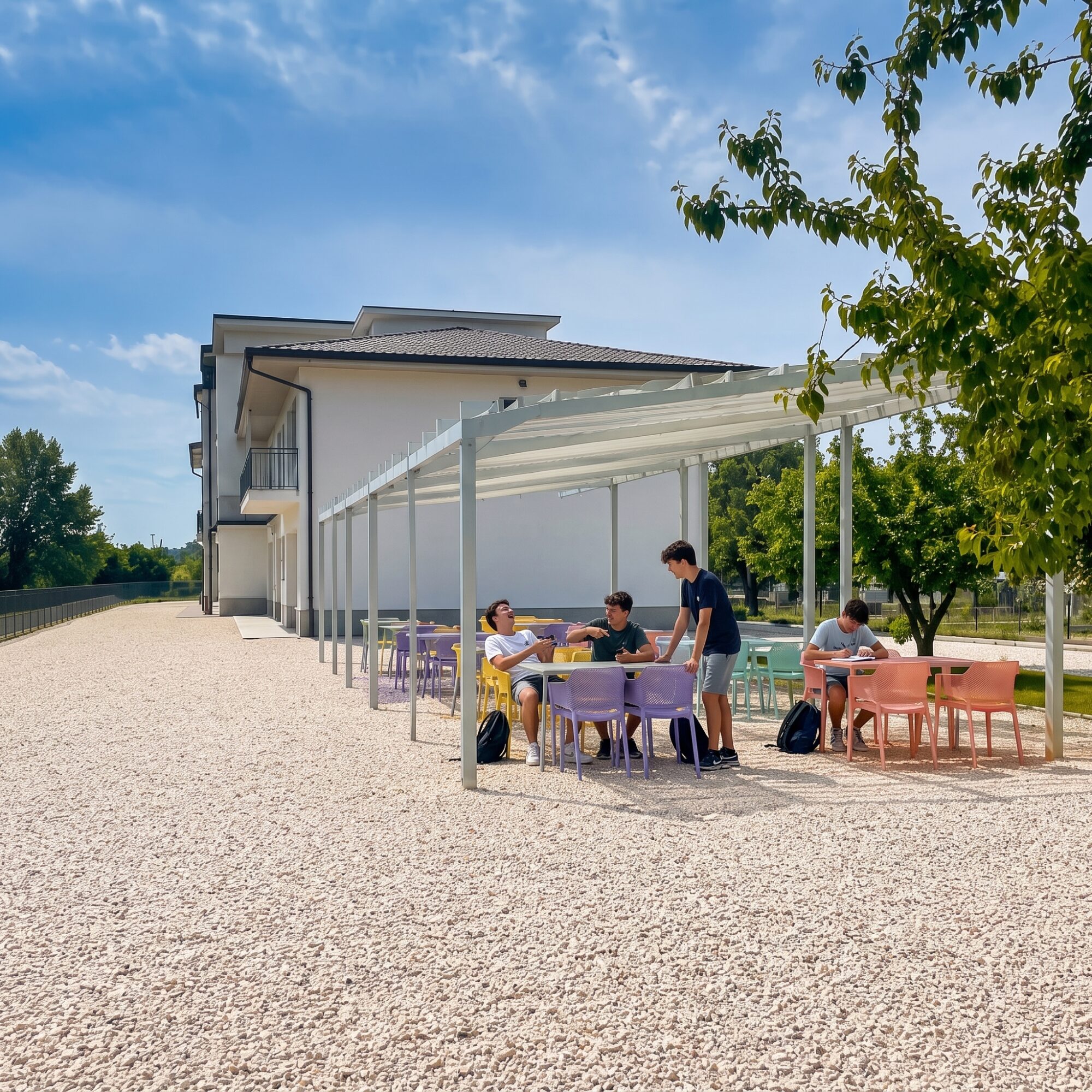 Studenti universitari partecipano a un picnic all'aperto organizzato da UniCaland in un'atmosfera conviviale e rilassata.